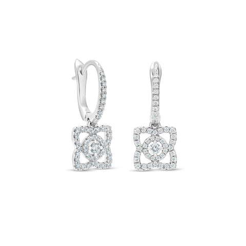 De Beers Enchanted Lotus Sleepers Earrings-De Beers Enchanted Lotus Sleepers Earrings - E102144 - De Beers Enchanted Lotus Sleepers Earrings in 18 karat white gold with diamonds totaling 0.35 carats.
