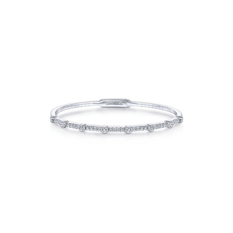 Gabriel & Co. Demure Gold Bezel Station Diamond Bangle-Gabriel & Co. Demure Gold Bezel Station Diamond Bangle BG3843-62W45JJ