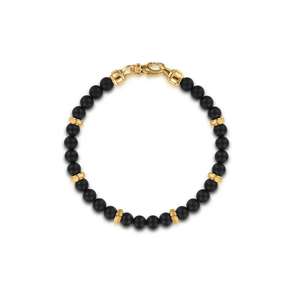 Gabriel & Co. Gold 6mm Black Titanium Bead Men's Bracelet