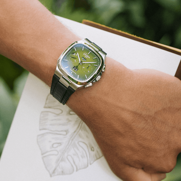 925シルバー ヴィンテージ クロノグラフウォッチ Glashütte Original Seventies Chronograph Panorama Date 1-37-02-09