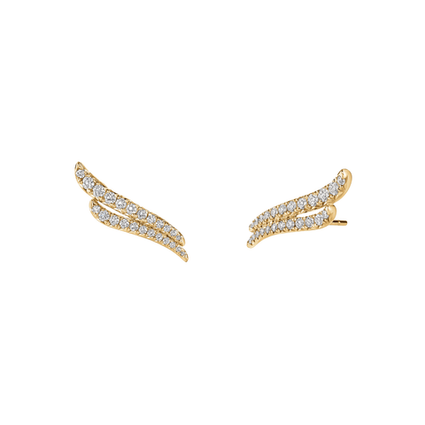 Hearts On Fire Vela French Cut Pavé Double Row Diamond Climber Earrings-Hearts On Fire Vela French Cut Pavé Double Row Diamond Climber Earrings - UU28038YGHV045