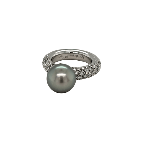 Mikimoto Black South Sea Pearl Diamond Ring-Mikimoto Black South Sea Pearl Diamond Ring - PRE550BDW2556