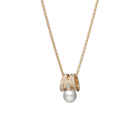 Mikimoto M Signature Akoya Cultured Pearl and Diamond Pendant-Mikimoto M Signature Akoya Cultured Pearl and Diamond Pendant - MPA10402ADXK