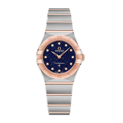 Omega Constellation 25mm-Omega Constellation 25mm - 131.20.25.60.53.002 - Omega Constellation in a 25mm stainless steel/Sedna gold case with blue aventurine glass dial on stainless steel/Sedna gold bracelet, featuring diamonds markers and a quartz movement.