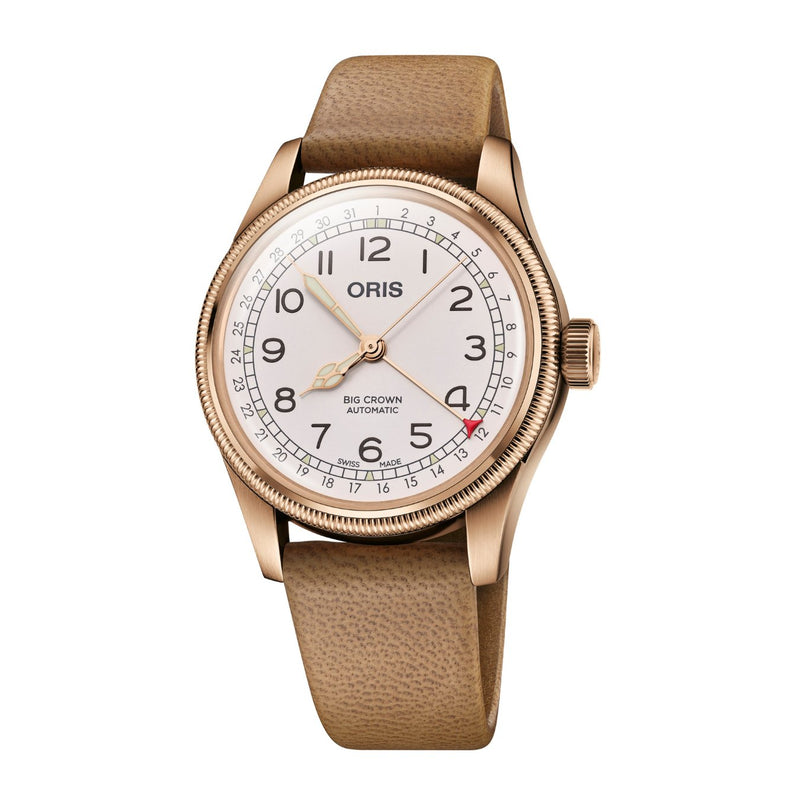 Oris Big Crown Pointer Date Bronze Father Time Limited Edition-Oris Big Crown Pointer Date Bronze Father Time Limited Edition - 01 754 7741 3161-Set - Oris Big Crown Pointer Date Bronze Father Time Limited Edition in a 40mm bronze case, white dial. Automatic movement, power reserve of 38 hours. Water resistance of 5 bar. Inter-exchangeable bronze bracelet. 