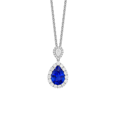 Sapphire Diamond Pendant and Chain-Sapphire Diamond Pendant and Chain - P28597-S