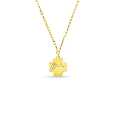 24K Gold Clover Necklace-24K Gold Clover Necklace - CM31346-R