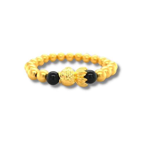 24K Gold Gold Fish Onyx Bracelet - 2BCTF19166