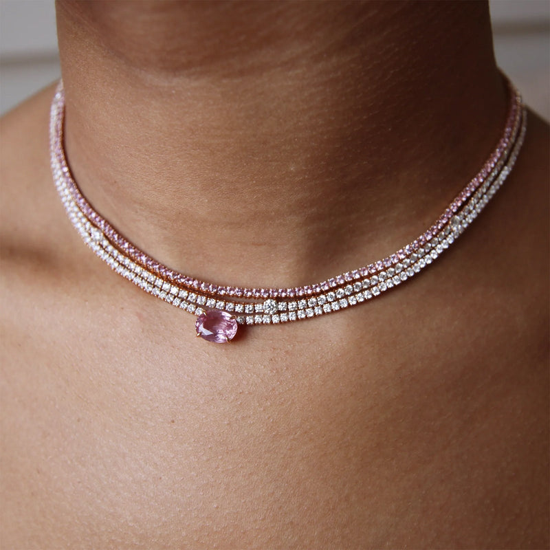 Anita Ko Large Pink Sapphire Hepburn Necklace-Anita Ko Large Pink Sapphire Hepburn Necklace - AKHCK-PS-RG