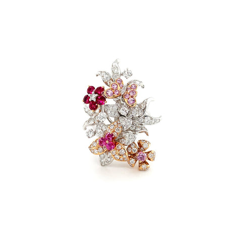 Bouquet Pink Sapphire and Ruby Diamond Ring-Bouquet Pink Sapphire and Ruby Diamond Ring - RRTIJ00133