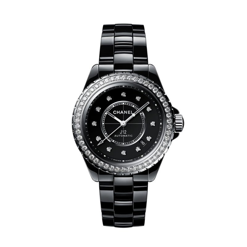 CHANEL J12 Diamond Bezel Watch Caliber 12.1, 38 mm-CHANEL J12 Caliber 12.1 Diamond Bezel Watch - H6526
