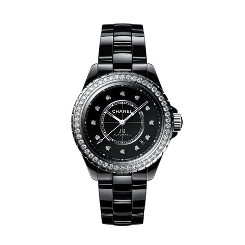 CHANEL J12 Diamond Bezel Watch Caliber 12.1, 38 mm-CHANEL J12 Caliber 12.1 Diamond Bezel Watch - H6526