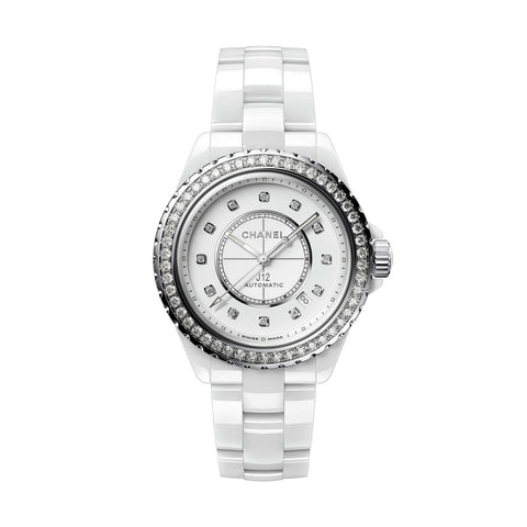 CHANEL J12 Diamond Bezel Watch Caliber 12.1, 38 mm-CHANEL J12 Caliber 12.1 Diamond Bezel Watch - H7189