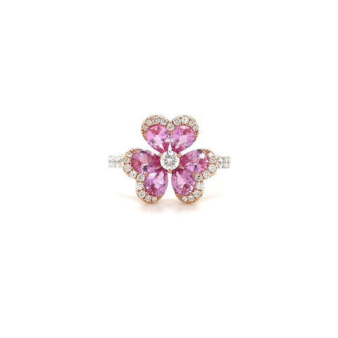 Clover Pink Sapphire Diamond Ring-Clover Pink Sapphire Diamond Ring - SRTIJ02231