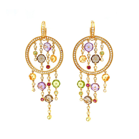 Colored Stones Chandelier Earrings-Colored Stones Chandelier Earrings - OEDMO00064