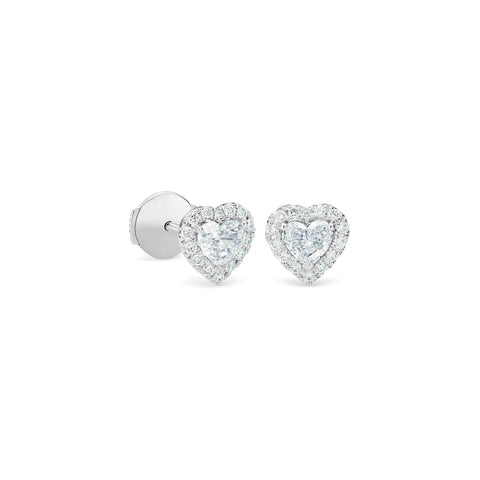 De Beers Aura Heart Diamond Stud Earrings-De Beers Aura Heart Diamond Stud Earrings - E103135