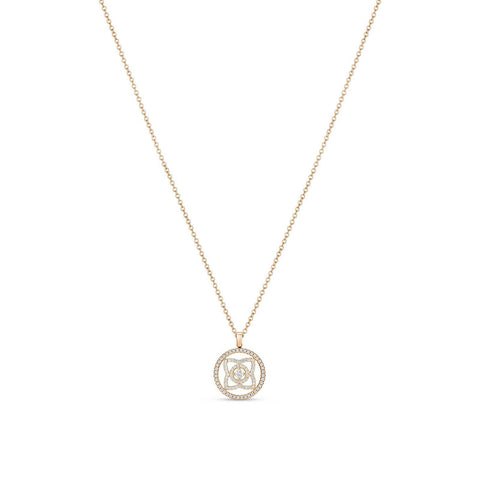 De Beers Enchanted Lotus Medal Necklace-De Beers Enchanted Lotus Medal Pendant in Rose Gold -