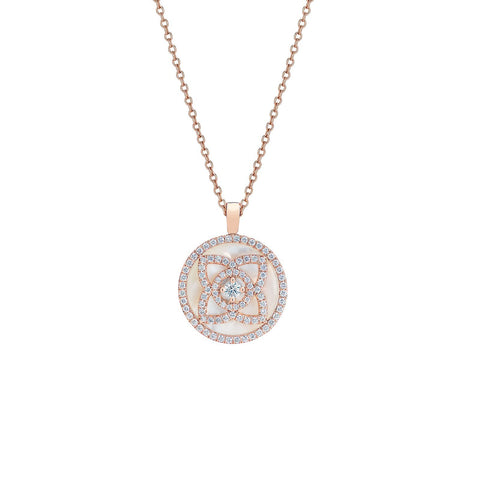 De Beers Enchanted Lotus Mother-of-Pearl Necklace-De Beers Enchanted Lotus Pendant in Rose Gold and Mother-of-Pearl -