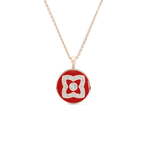 De Beers Enchanted Lotus Red Enamel Necklace-De Beers Enchanted Lotus Red Enamel Necklace - N1034690045