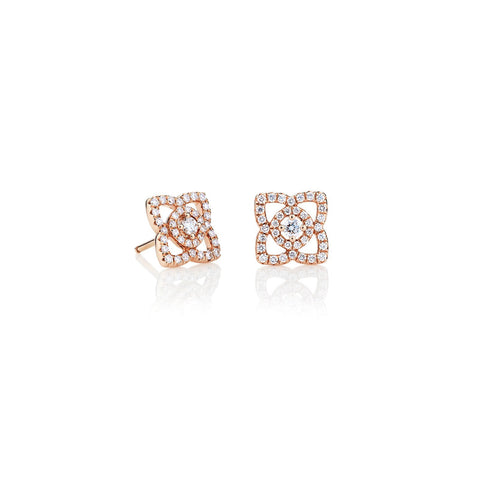 De Beers Enchanted Lotus Rose Gold Stud Earrings-De Beers Enchanted Lotus Rose Gold Stud Earrings -