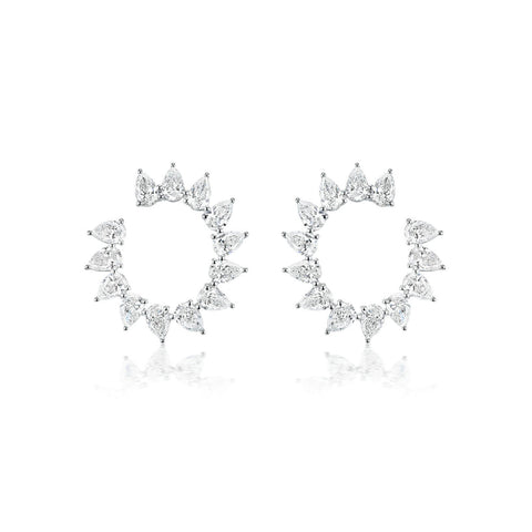 Diamond Hoop Earrings-Diamond Hoop Earrings - 49373