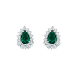 Emerald and Diamond Stud Earrings-Emerald and Diamond Stud Earrings - EENEL00046