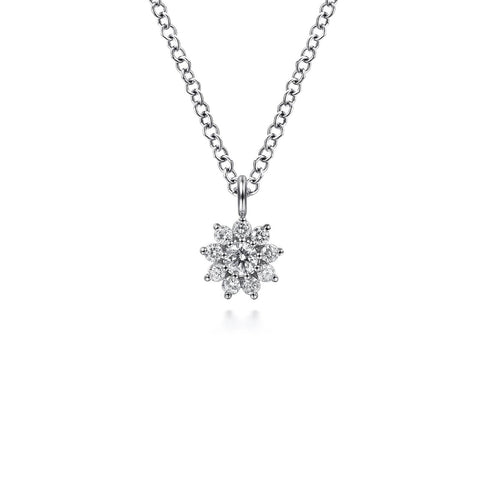 Gabriel & Co. Diamond Flower Pendant Necklace-Gabriel & Co. Diamond Flower Pendant Necklace - NK6416W45JJ