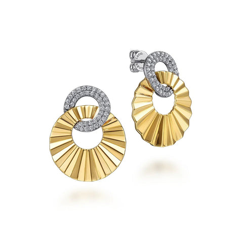 Gabriel & Co. Double Round Disk with Diamond Cut Texture Earrings-Gabriel & Co. Double Round Disk with Diamond Cut Texture Earrings - EG14853M45JJ