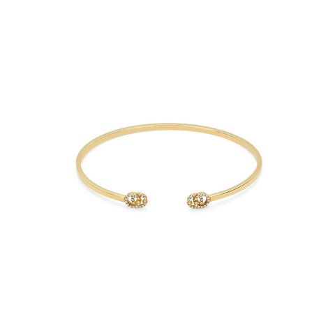 Gucci GG Running Yellow Gold Cuff with Diamonds-Gucci GG Running Yellow Gold Cuff with Diamonds -