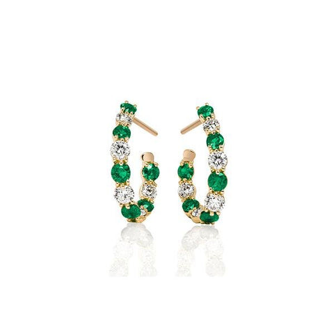 Gumuchian Emerald Diamond Hoop Earrings-Gumuchian Emerald Diamond Hoop Earrings -