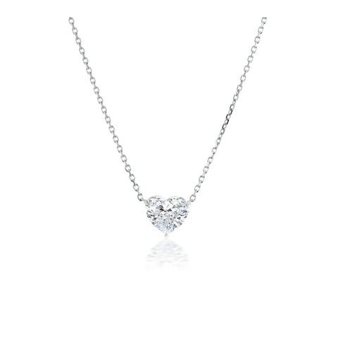Heart Diamond Solitaire Necklace-Heart Diamond Solitaire Necklace - 46017