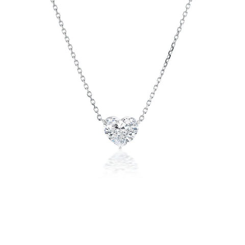 Heart Diamond Solitaire Necklace-Heart Diamond Solitaire Necklace - DNNKA00448