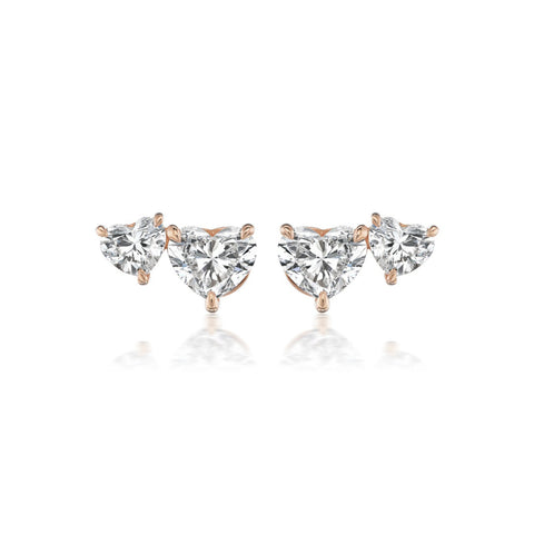 Heart Diamond Stud Earrings-Heart Diamond Stud Earrings - DENKA04505