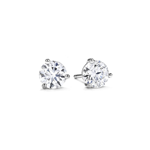 Hearts On Fire 3-Prong Diamond Stud Earrings-Hearts On Fire Three-Prong Stud Earrings -
