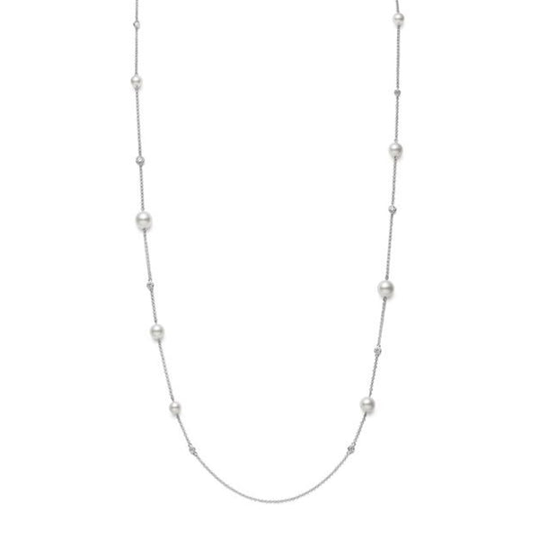 Mikimoto Akoya Cultured Pearl and Diamond Station Necklace