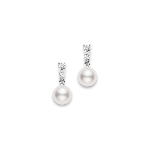 Mikimoto Akoya Cultured Pearl Diamond Earrings-Mikimoto Akoya Cultured Pearl Diamond Earrings - MEA10337ADXW