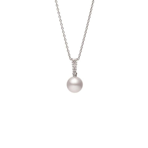 Mikimoto Akoya Cultured Pearl Diamond Pendant and Chain-Mikimoto Akoya Cultured Pearl Diamond Pendant and Chain - MPA10395ADXW