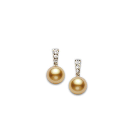 Mikimoto Golden South Sea Cultured Pearl Earrings-Mikimoto Golden South Sea Cultured Pearl Earrings -