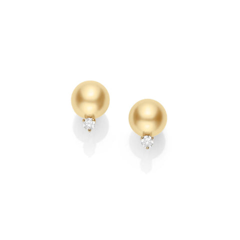 Mikimoto Golden South Sea Cultured Pearl Earrings-Mikimoto Golden South Sea Cultured Pearl Earrings - PES1102GDK