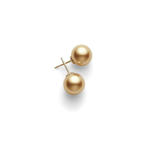 Mikimoto Golden South Sea Cultured Pearl Earrings-Mikimoto Golden South Sea Cultured Pearl Earrings -