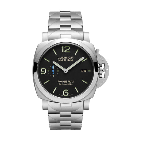 Panerai Luminor Marina 44mm - PAM01562 - Panerai Luminor Marina in a 44mm stainless steel case with black dial on stainless steel bracelet, featuring a small seconds, date display and automatic movement with up to 3 days power reserve.