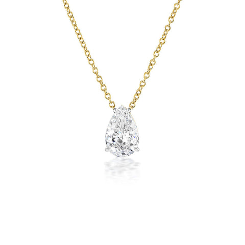 Pear Diamond Solitaire Necklace-Pear Diamond Solitaire Necklace - DNNKA00455