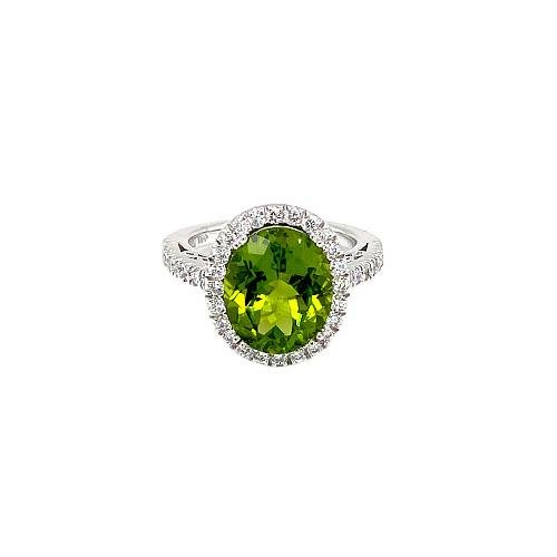 Peridot Diamond Ring-Peridot Diamond Ring -