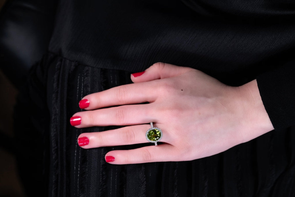 Peridot Diamond Ring-Peridot Diamond Ring -