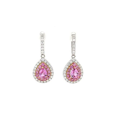 Pink Sapphire Diamond Earrings-Pink Sapphire Diamond Earrings - SETIJ00802
