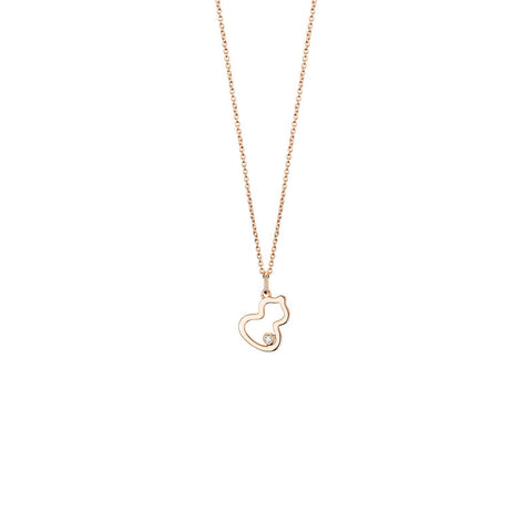 Qeelin Petite Wulu Necklace-Qeelin Petite Wulu Necklace - Petite Wulu necklace in 18K rose gold with a diamond.