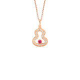 Qeelin Wulu Necklace-Qeelin Wulu Necklace - WU-040-LGNL-RGDRU - Wulu necklace in 18K rose gold with diamonds and ruby