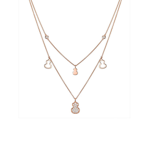 Qeelin Wulu Necklace-Qeelin Wulu Necklace - Qeelin wulu double row necklace is 18 karat rose gold with diamonds.