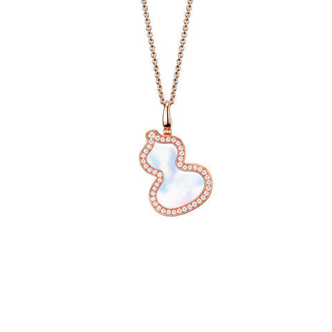 Qeelin Wulu Pendant-18 karat rose gold with mother-of-pearl and diamonds wulu pendant on chain.