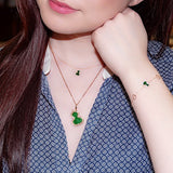 Qeelin Wulu Petite Necklace-18 karat rose gold with jade and diamonds wulu pendant with chain.